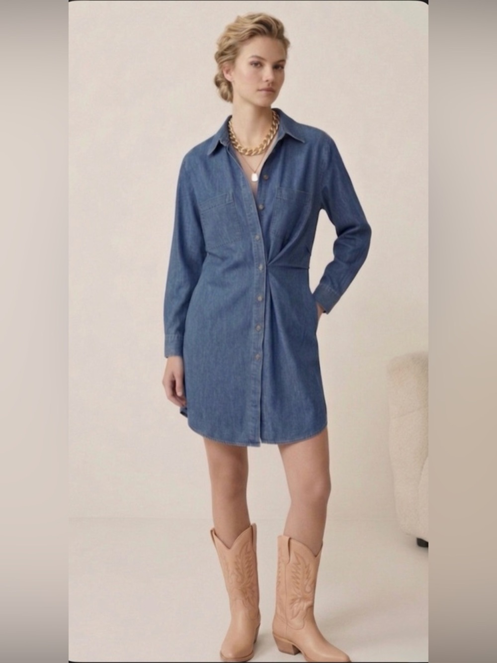 (S) NWT ZARA denim wrap dress